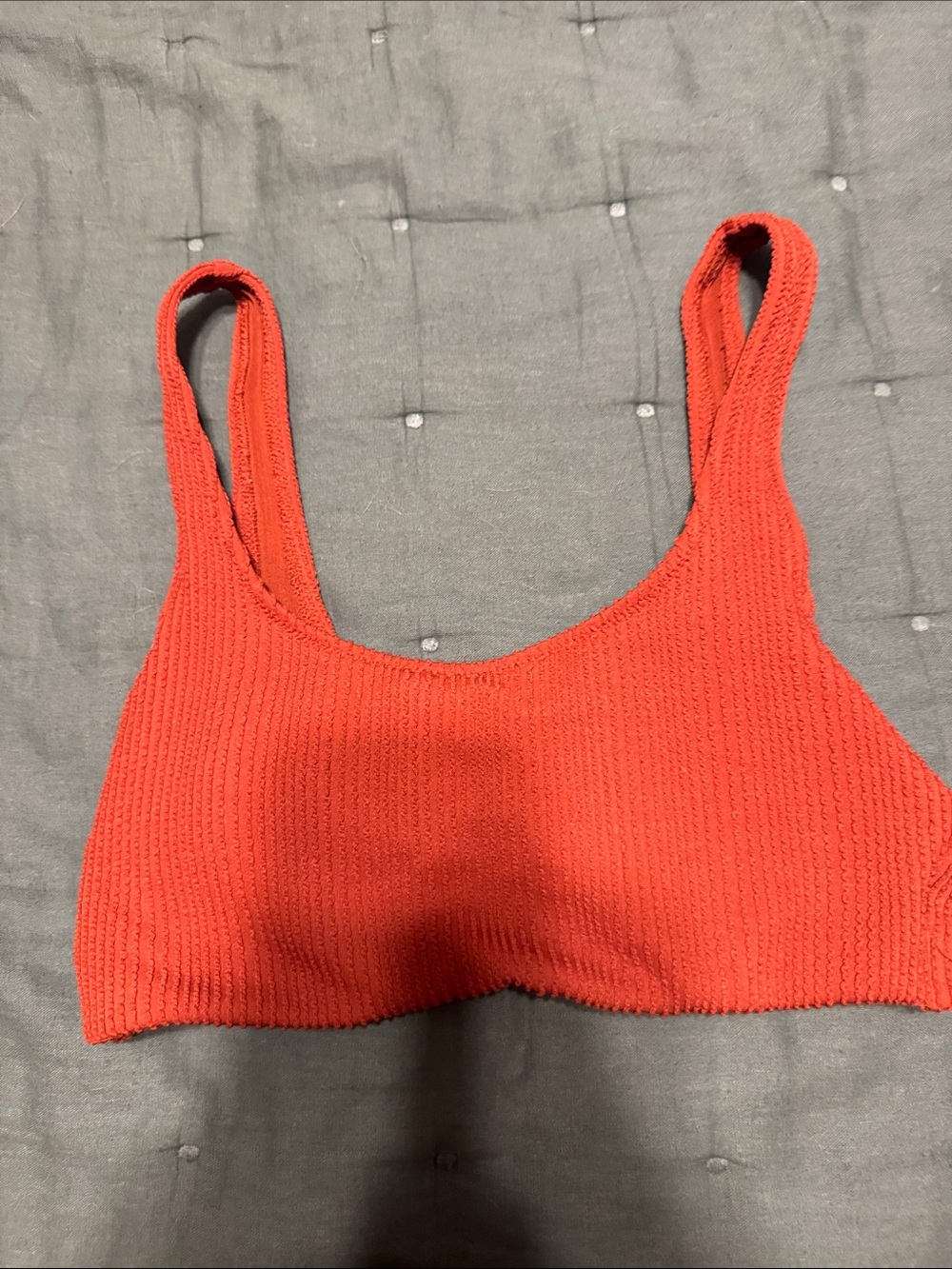 Old Navy Red Ribbed Bikini Top